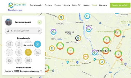 Презентація електронної мапи пунктів збору у Кропивницькому